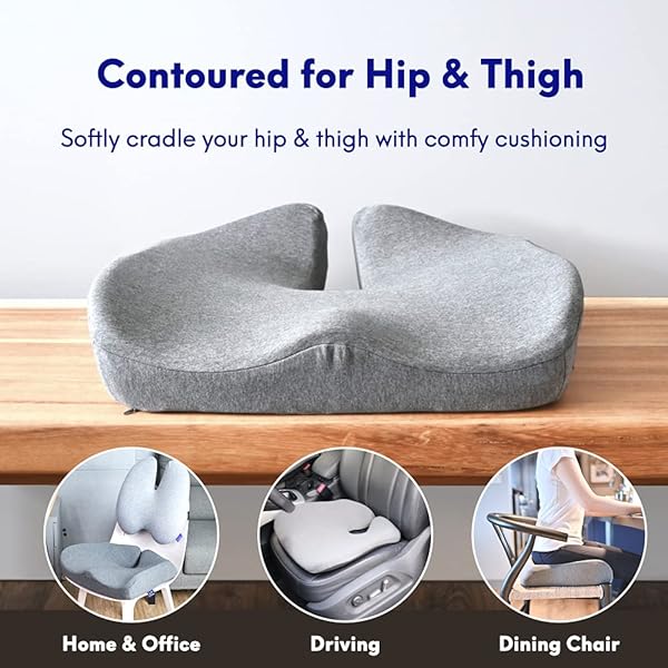 CUSHION LAB PATENTED PRESSURE RELIEF SEAT CUSHION FOR LONG SITTING HOURS ON OFFICE & HOME CHAIR – EXTRA-DENSE MEMORY FOAM FOR SOFT SUPPORT. CAR PAD FOR HIP, TAILBONE, COCCYX, SCIATICA – BLACK