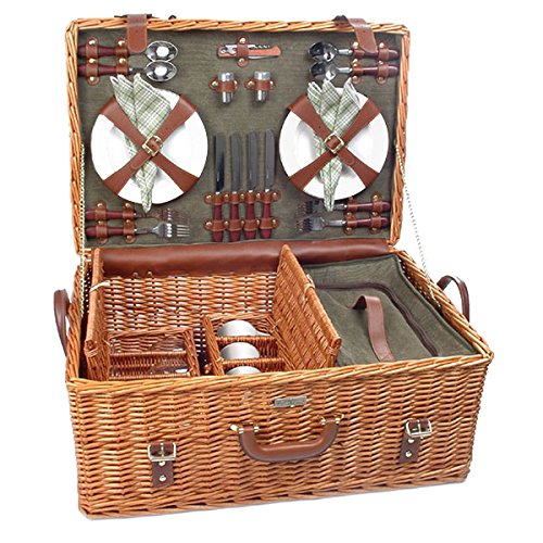 Picnic & beyond wicker picnic basket for 4 pb1-3380a