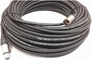 75 Foot 5-Pin XLR 24 AWG (Gauge) DMX512 Data Cable Male to Female for stage lighting, LED Uplights, DJ Lights and DMX512 Controller- made by Custom Cable Connection