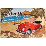Plaque métal Volkswagen Bus Surf Coast 40 x 30 cm déco rétro vintage - Provence Arômes Tendance sud