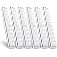 HOKOILN Motion Sensor Closet Lights, 10 LED Motion Sensor Lights, Stick-on Anywhere Battery Operated Night Light Bar, Safe Lights for Closet Cabinet Wardrobe Stairs, 6 Pack
