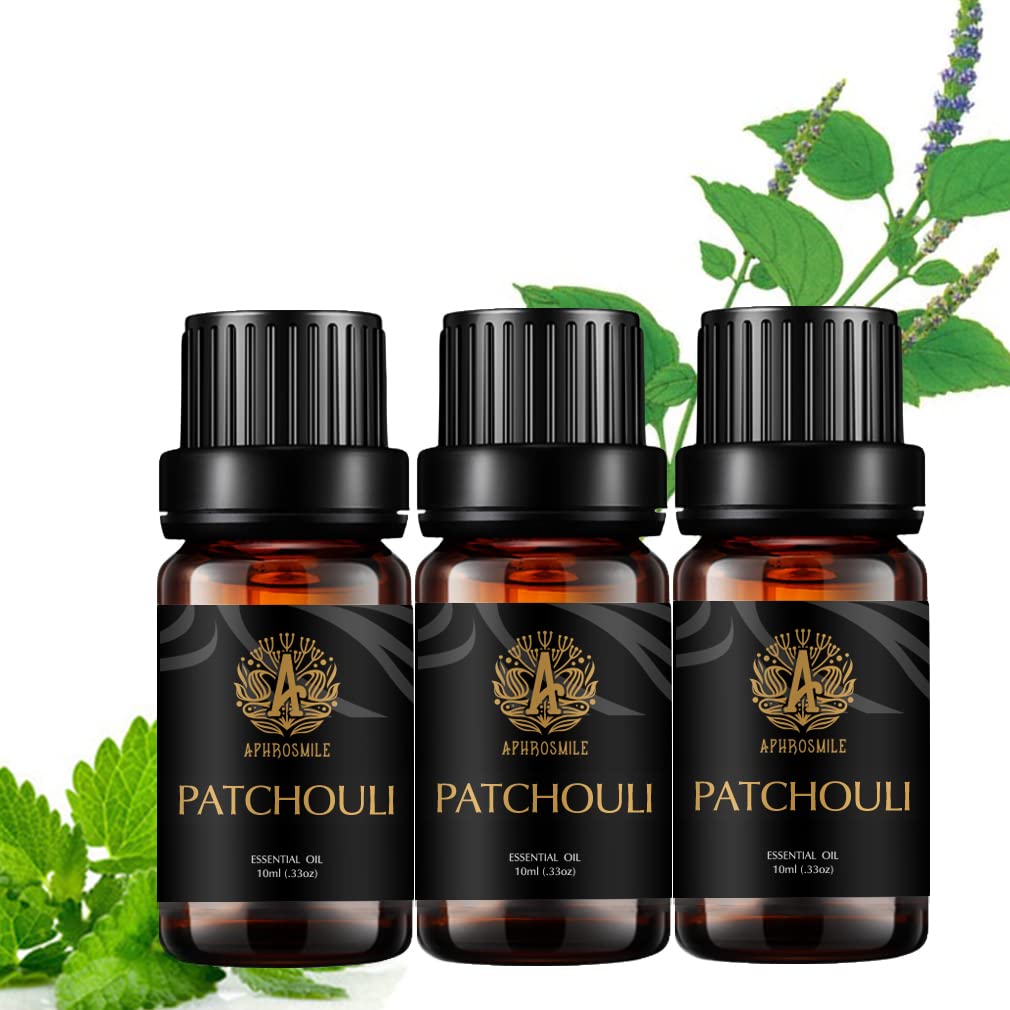 Aromatherapy Patchouli Essential Oil Set, 100% Pure Aromatherapy Patchouli Scent Essential Oils Set for Diffuser, Therapeutic Grade Patchouli Aromatherapy Essential Oils Fragrance Kit for Home-3x10ml