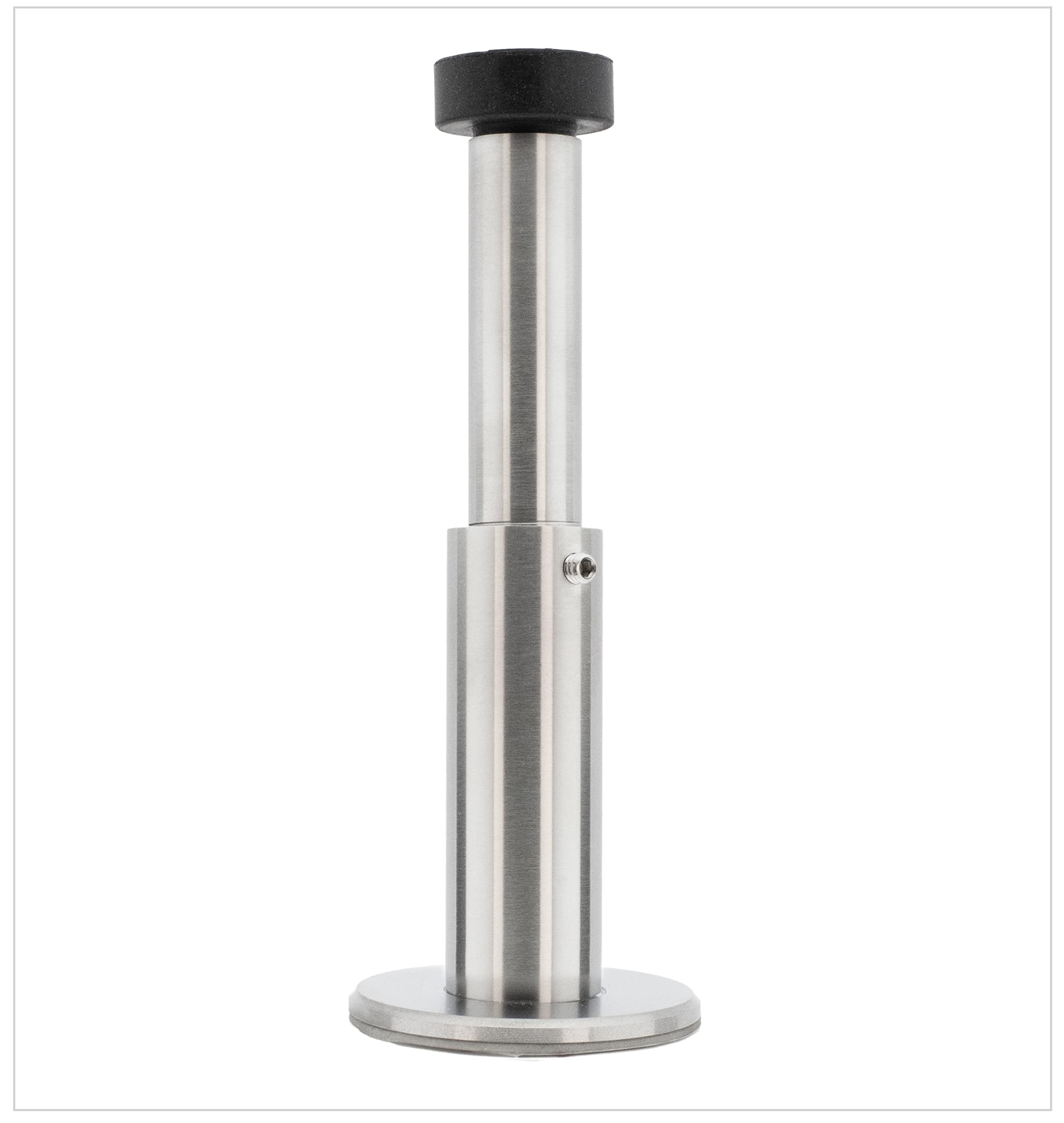 EVI Herrajes 040258DUALAM I-258-DUAL Adjustable Wall Door Stop, Stainless Steel-Black Silicone