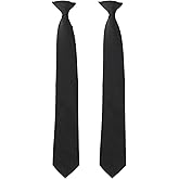 Woerma 2 Pieces Men's Clip on Ties Black Ties for Men 20 Inches Pre Tied Neckties for Business Banquets, Parties, Weddings, School Uniforms