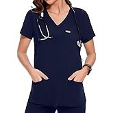 POSHGLAM Women's Maternity Scrubs Top Workwear V-Neck Medical Shirts Pregnancy Scrub Clothes