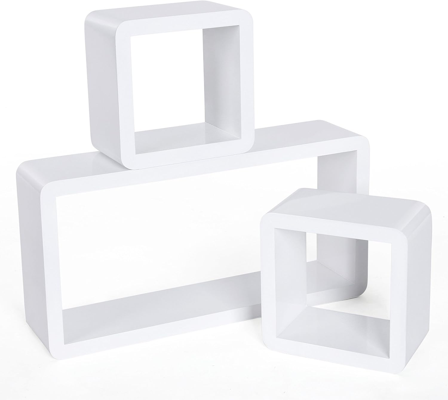 SONGMICS Wall Shelves Set of 3 Cube Floating Shelves Storage MDF