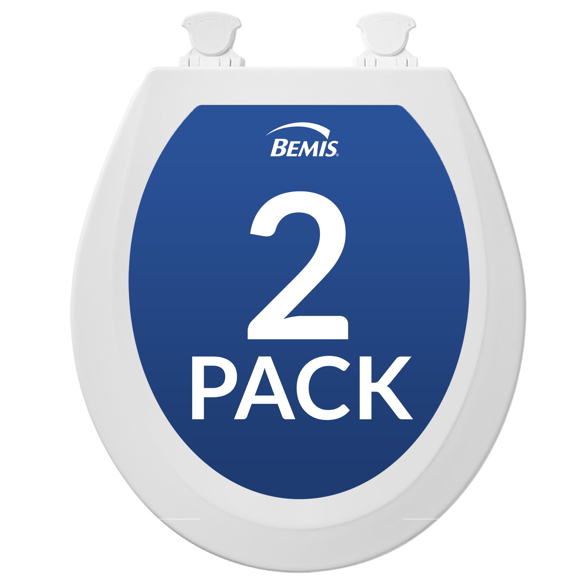 Bemis 500EC Durable Wood Toilet Seat with Easy Clean Hinges, Made in USA, Round, White, 2-Pack