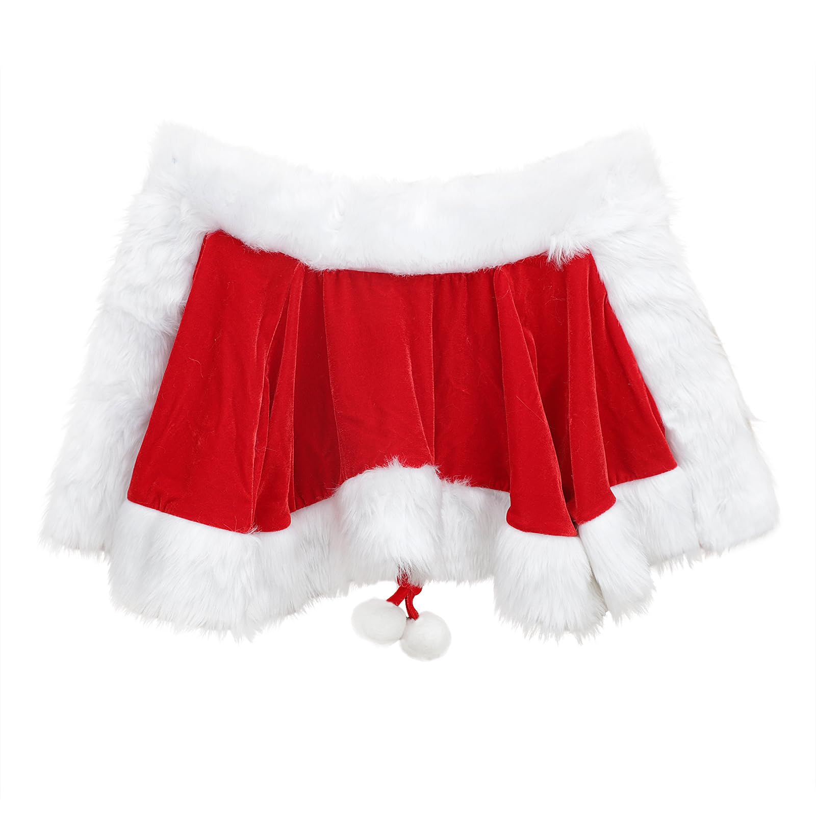 NICEYEA Christmas Cape for Women Santa Claus Short Cloak Red Velvet Shawl Cape Xmas Outfit Fancy Dress Cosplay Costume Props Party Supplies Adult