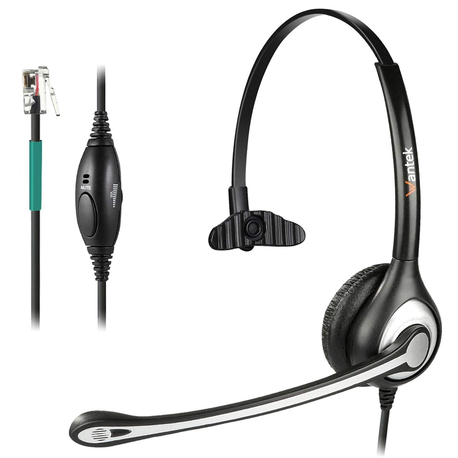 Wantek Corded Telephone Headset Mono w/Noise Canceling Mic for AVAYA Aastra Allworx Adtran Alcatel Lucent AltiGen Comdial Digium Gigaset InterTel Mitel Plantronics MiVoice Landline Deskphones(F600S1)