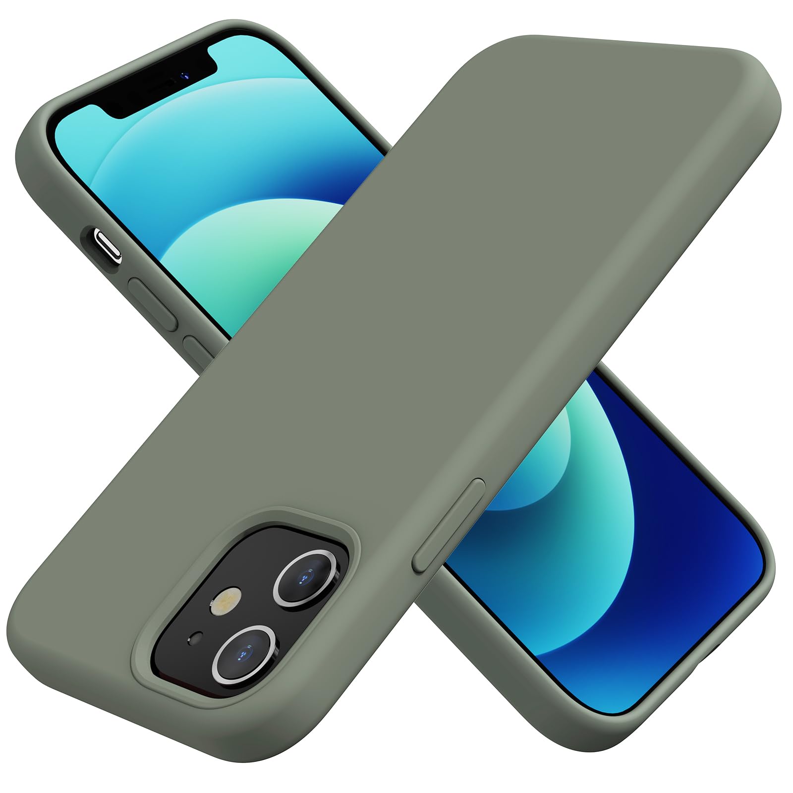TAXXOE Silicone Case Compatible with iPhone 12 Case/12 pro case Soft Ultra Slim Protective Shockproof Liquid Silicone Phone Case,Anti-Scratch Microfiber Lining, 6.1" Copper Green — image 1