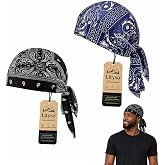 Lityso Bandanas for Men Head Scarf Pirate Skull Caps Running Hat Paisley Cooling Hair Wrap Helmet Liner Headband for Women