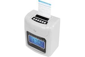 WBGANG Calculating Time Clock，Staff Check in Out Machine with LCD Display,Automatic Time Calibration,Small Business Punch Pak, Up to 50 Employees, Includes 50 Time Cards and 1 Security Key