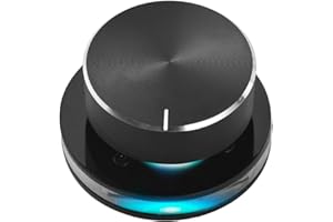 Customizable USB Type-C Volume Control Knob with RGB Lighting for Windows & Android, Black Plastic Audio Adjuster