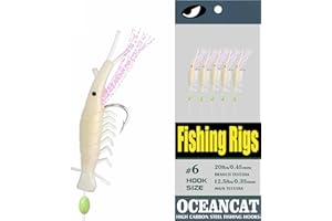 OCEAN CAT 10 Packs Shrimp 5 Hooks Glow Saltwater String Hook Fishing Lure Bait Rig Tackle