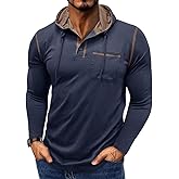 HARGLESMAN Mens Fashion Casual Long Sleeve Pullover Hooded Solid T-Shirt Stretch Basic Fall Layer Shirt