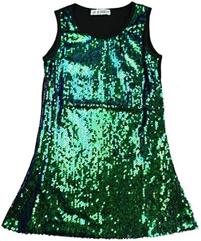 Jolie Angel Girls Sequin Front Metallic Sparkle Party Disco Sleeveless Dress Sizes from 3 to 12 Years