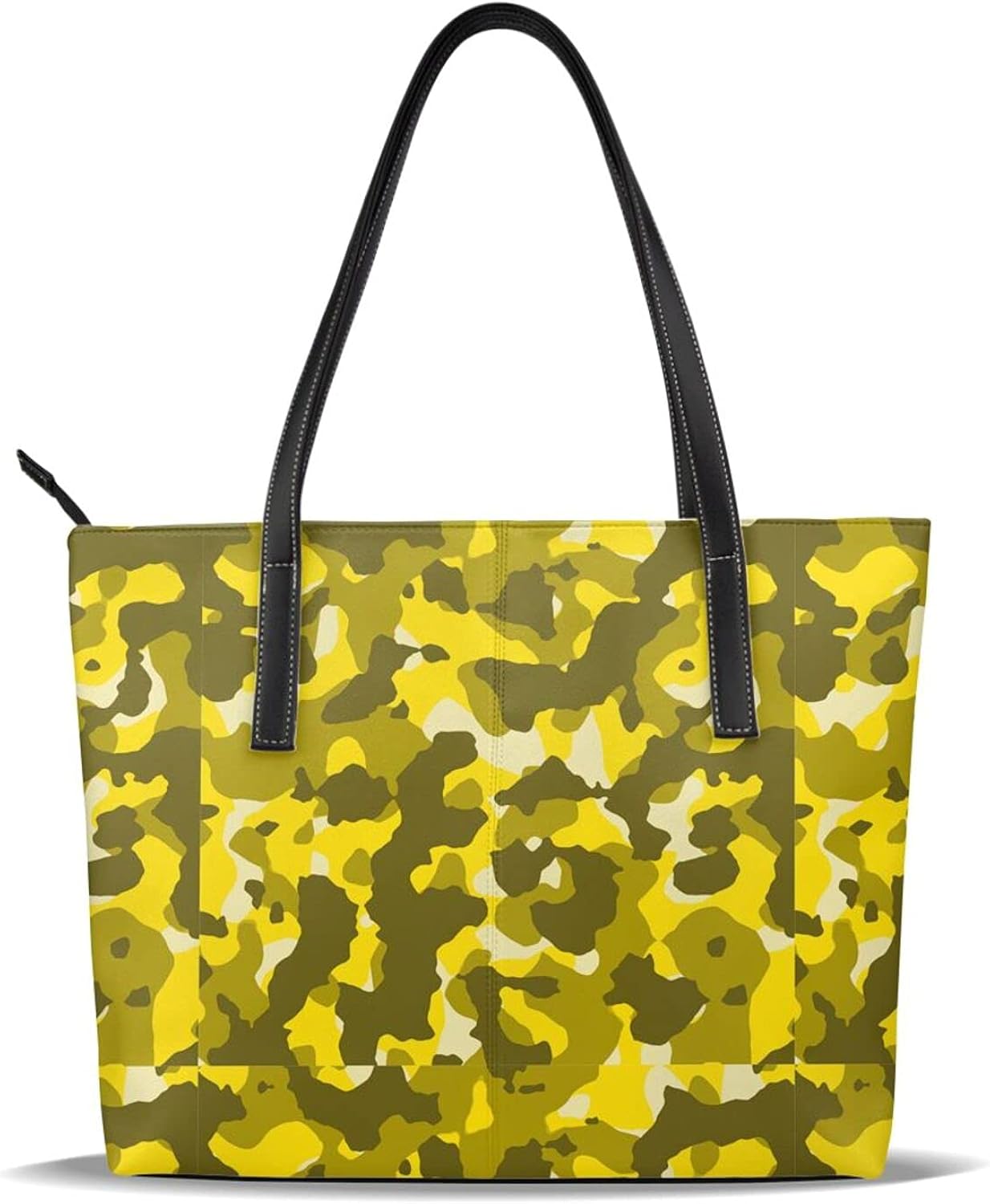 Yellow Camouflage Tote Bags For Women Women Ladies Handbags Soft Pu