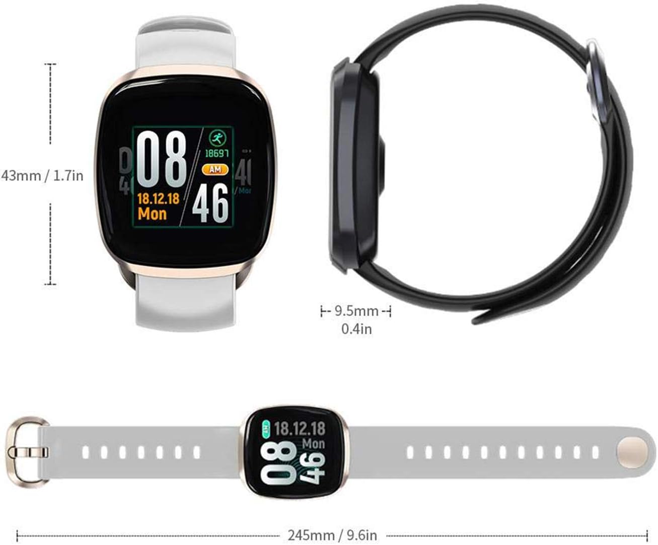 Synmila [Curved Glass] Smart Watch Fitness Tracker with Heart Rate Blood Pressure/Oxygen Monito
