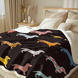 Sleepwish Colorful Dachshund Fleece Throw Blanket