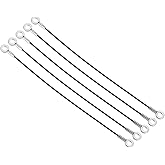 MECCANIXITY 304 Stainless Steel Lanyard Cable 30cmx3mm, Black Vinyl Coated Eyelets Ended Short Wire Rope Lanyard Safety Tether, 5Pcs