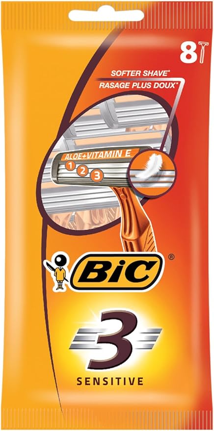 BIC 3 Sensitive Razor - Pack of 8: Amazon.co.uk: Health & Personal Care