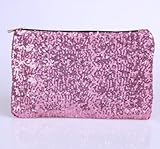 Black,pink,silvery,golden Dazzling Glitter Sparkling Bling Clutch Shiny Sequins Evening Party Bag Handbag (Pink)