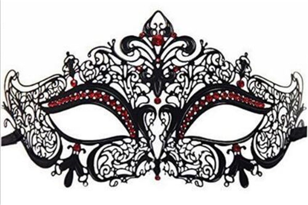 Woop Venetian Winered Masquerade Mask For Masked Party- Intricate Laser Cut Design Made of Light Metal with Diamonds