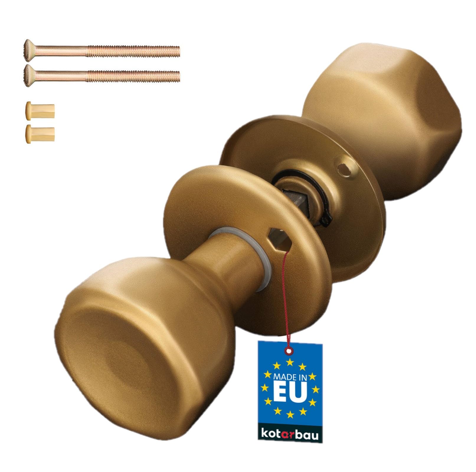 KOTARBAU® Door Knob - ZnAl - 45x45 mm (1.8x1.8 inches) - Gold - Rotating Handle - for Doors Gates Interior Exterior - Durable Painted Finish