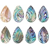 HOBBIESAY 8Pcs Natural Shell Charms Abalone Shell Dangle Charms Colorful Oval Pendants Teardrop Shape Pendants for DIY Bracelets Earring Necklace Jewelry Making,Hole:1mm
