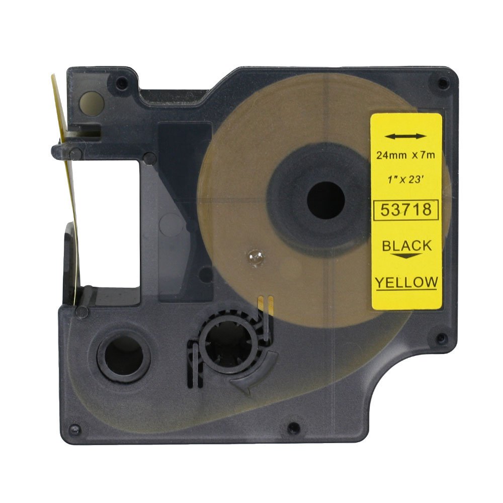 BROVACS 1 Pack Black on Yellow Label Tape Compatible for DYMO D1 53718 24mm 1" OPA2418