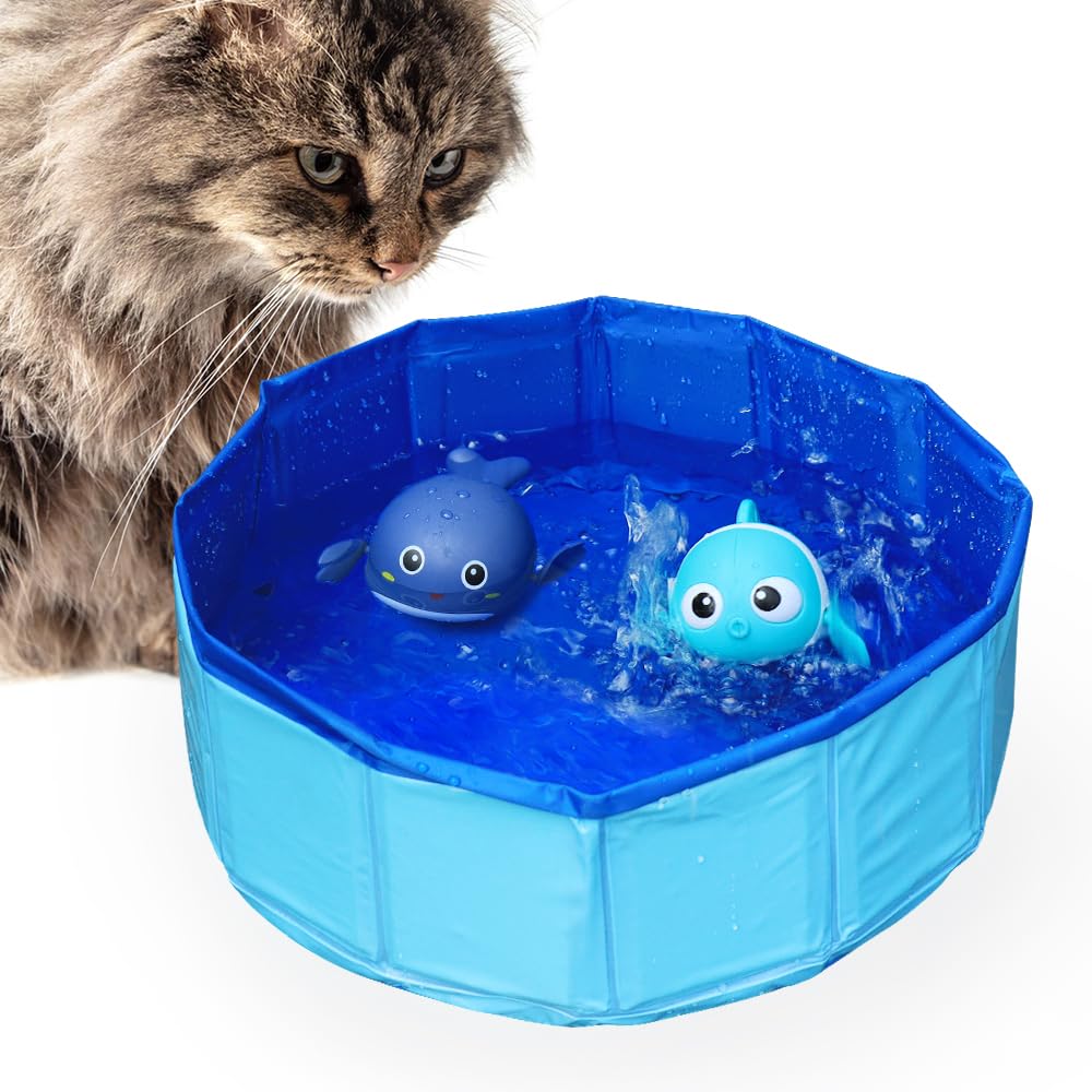 WALLFID Cat Pool Toys With Fish,Cat Pool With Toys,Interactive Cat Water Toy,Kitten Pool With Interactive Fish Toys,For Bored Indoor Cats,Sensory Play,That Stimulates Your Pet'S Hunting Instincts