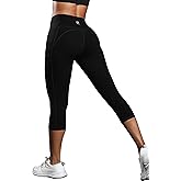 Fihapyli ICTIVE Women's Capris Yoga Pants with Pockets Running Pilates Fitness Running High Waisted Leggings