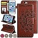 iPhone 5s / iPhone SE Folio Wallet Phone Case Cover, [Stand Video][Card Holder] 4.0inch iPhone5s Flip Leather Case 3D Flower Case for Apple iPhone 5 / iPhone 5s Case - Brown