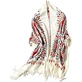 Urban CoCo Women's Embroidered Oversize Tassel Shawl Scarf Wraps for Women