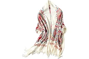 Women's Embroidered Oversize Tassel Shawl Scarf