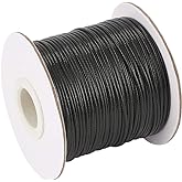 Cheriswelry 85 Yards 1mm Black Korean Waxed Polyester Cord Beading String Threads Knotting Braiding Round Cord Ropes Crafting Cord Wire for DIY Bracelet Macrame Necklace Jewelry Making