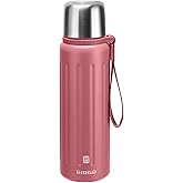 Vacuum Insulated Bottles with Cup 800ml/27oz Stainless Steel Hot Thermo Bottles for Cold and Hot Drinks Water Coffee Thermo with Cup (DarkRed,800ml)