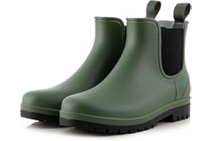 planone Short Rain Boots Women Orthopedic Wide Width Fashion Waterproof Chelsea Boots for Women Outdoor Garden Shoes Ankle Mu