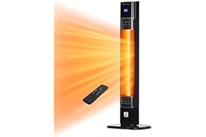 Landeagle Outdoor Heaters for Patio,1500W Electric Infrared Radiant Heater with Remote,35 Inch Room Heater for Indoor Use,Garage,Bedroom,Backyard,3 Heat Settings & 24H Timer