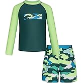GRACE KARIN Boys Long Sleeve Rash Guard Swimsuits Kids Two Piece Sunsuit Swimwear Sets (5-12)