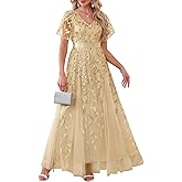 Pinup Fashion Plus Size Formal Dresses - Evening Gowns Wedding Sequin Embroidery V-Neck Prom Long Dress