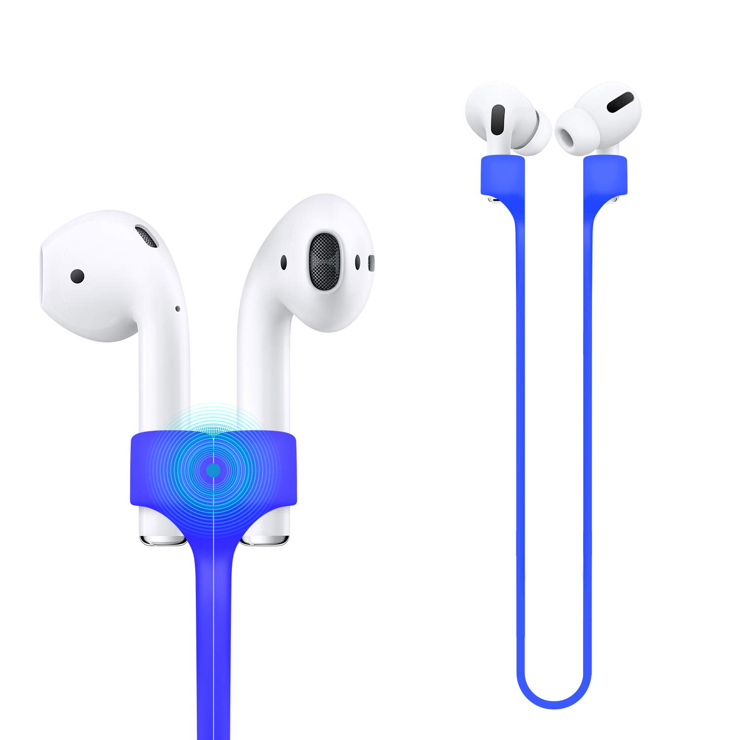 Deexeen Compatible for Magnetic Anti-lost Strap AirPods 1 2 Pro Accessory - Colorful Soft Sport String Tether Lanyard, Running Silicone Wire Cable Connector, Silica Gel Neck Rope Cord - Blue