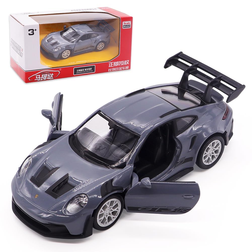 FCXVXCL Model Car White 911 GT3 RS 1:36 Scale Die Cast Toy Car Alloy Kids Toy with Pullback Function Decorative Model for Collection Gift Birthday Present for Boys Grey — image 1