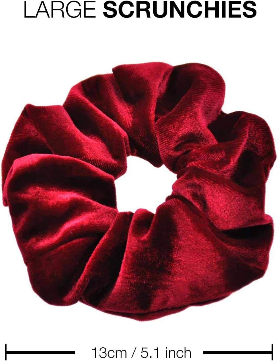 2 PCS Premium Large Hair Velvet Scrunchies Ties Bands Updo Ponytail Bobble Scrunchy Holder for Women Girl Kids Burgundy - Image 5