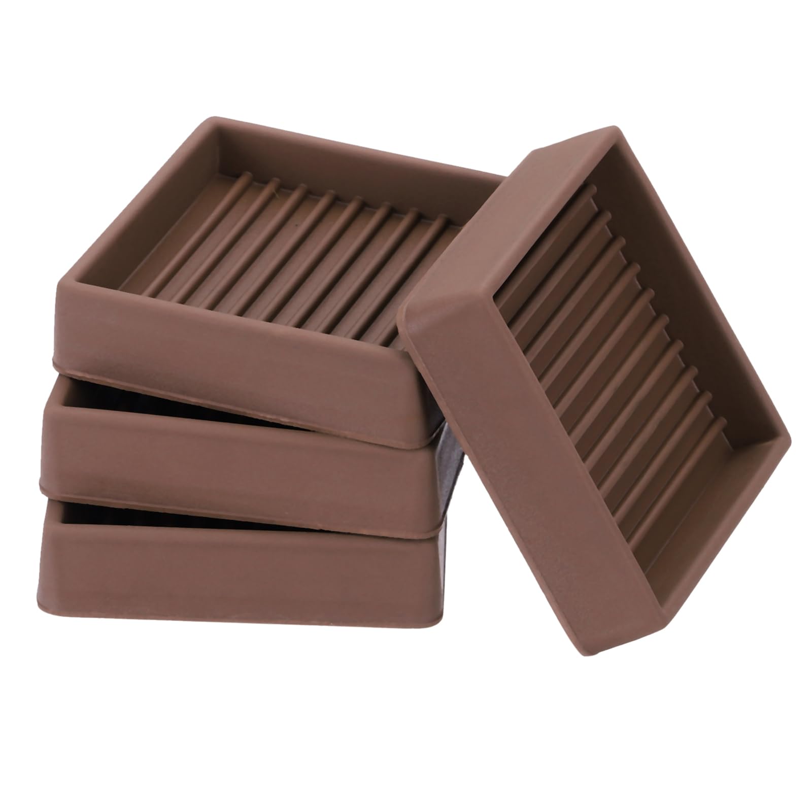 PATIKIL 2 Inch Rubber Furniture Pads, 4 Pack Non-Slip Furniture Coasters Square Anti Skid Caster Cups Furniture Feet Cup Floor Protectors for Bed Couch Stoppers, Brown