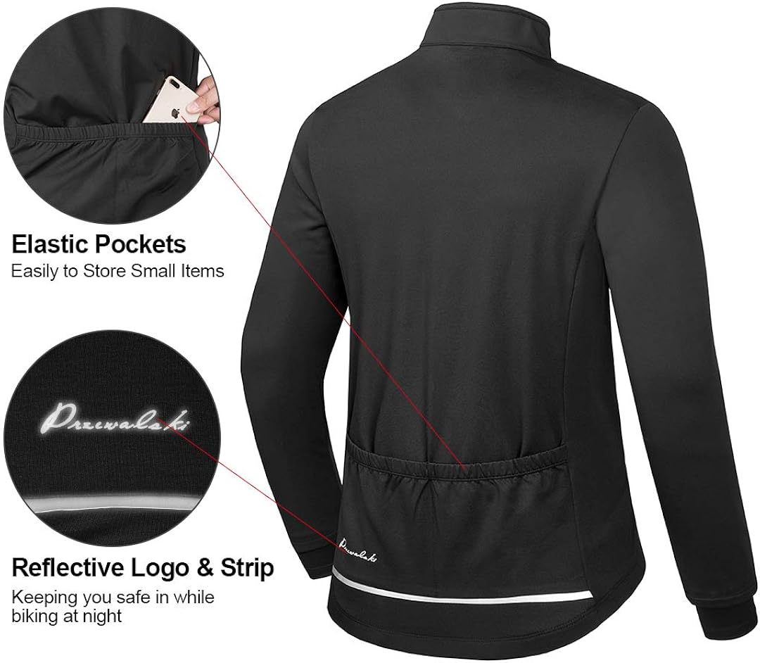 Przewalski Cycling Bike Jackets for Men Winter Thermal Running Jacket Windproof Breathable Reflective Softshell Windbreaker : Clothing