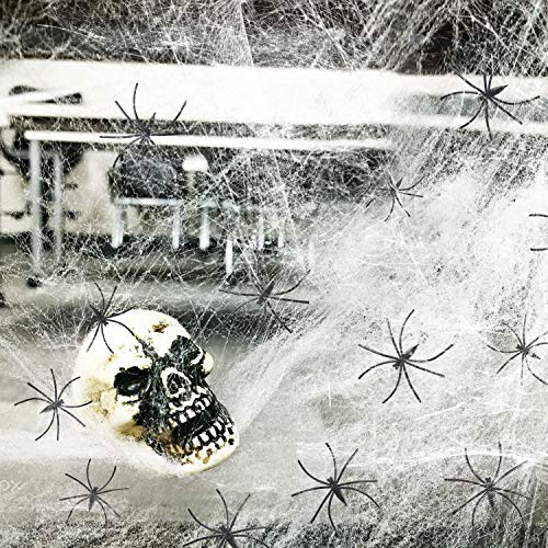 Spider Web Halloween Decorations - Cobweb Decorations Indoor/Outdoor Spider Webs 1000 sqft with 60 Fake Spiders