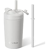Fimibuke Kids & Toddler Cups, 10 OZ Spill Proof Straw Cups for Toddlers, Leak-Proof Kids Insulated Tumblers with Screw-On Lid & Silicone Straws with Stopper, Stainless Steel Sippy Cup for Girls Boys
