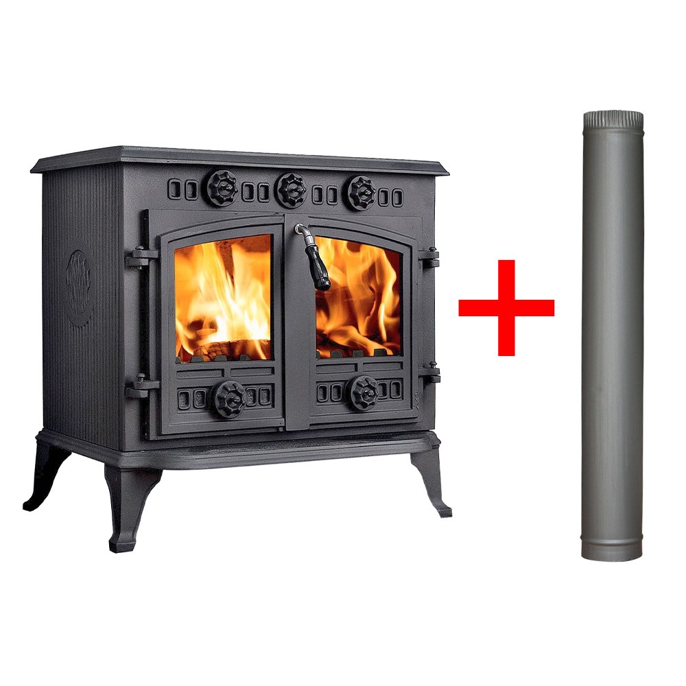 Buy Lincsfire 12KW Sudbrooke JA006 Type A Cast Iron Log Burner WoodBurner  MultiFuel Wood Burning Stove + One Free 5 Flue Pipe Online at desertcartUAE