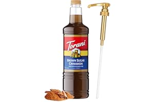 Torani Brown Sugar Cinnamon Syrup 1 Liter Bottle with Pump – Premium Coffee Flavoring Made with Pure Cane Sugar & Natural Flavors for Lattes, Oatmeal, Cocktails & Desserts – Café-Quality Sweetener